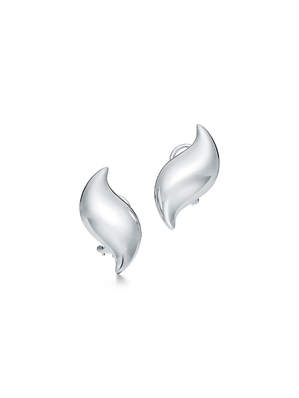 Tiffany & Co. Elsa Peretti Sterling Silver Wave Feather Clip-On Earrings